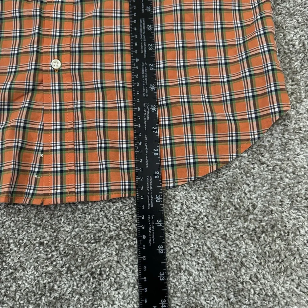 NWT Ralph Lauren Orange Plaid Short Sleeve Button Down Shirt Boys Size XL‎